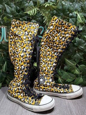Converse Chuck Taylor XX Hi 540433C Womens US 5.5 Knee High Shoes Yellow Leopard